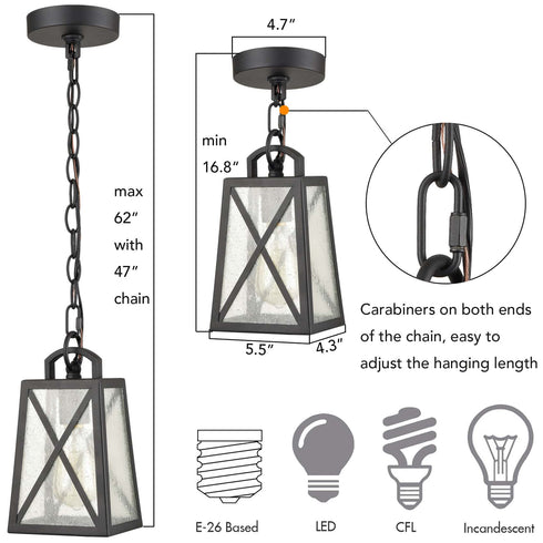 Modern Outdoor Pendant Light Fixture for Front Porch